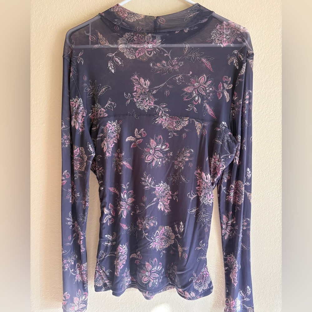 Maurices Floral Mesh Mock Neck Blouse - Picture 5 of 8